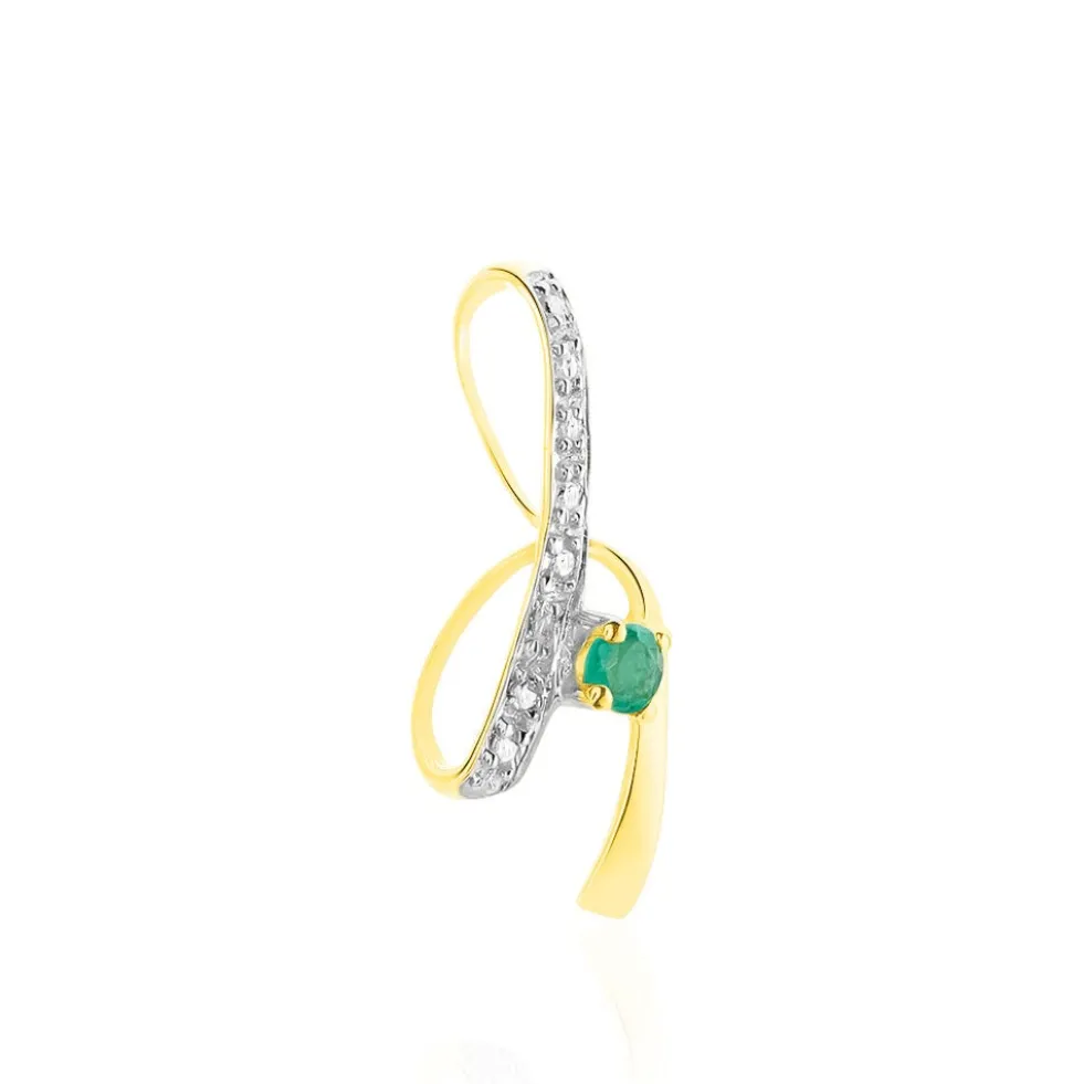 Pendentif Loubra Or Jaune Emeraude