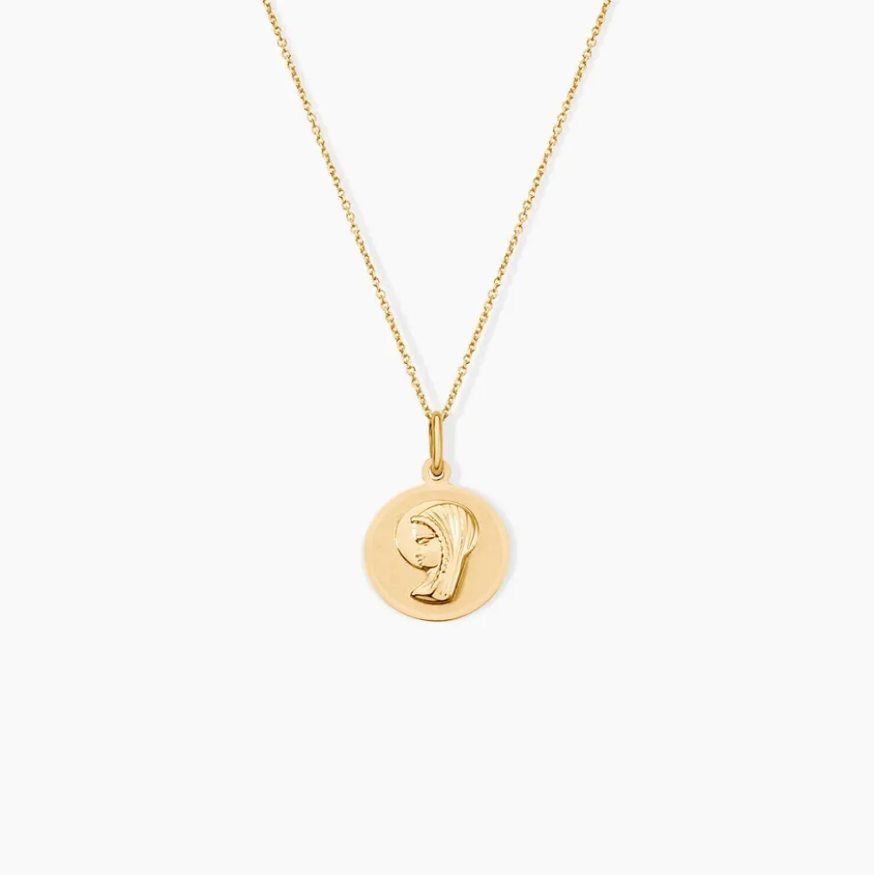 Pendentif Mary Vierge Rond Or Jaune