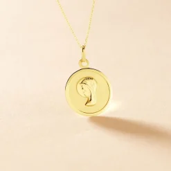 Pendentif Mary Vierge Rond Or Jaune