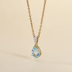 Pendentif Or Jaune Gorgel Topaze Oxydes De Zirconium