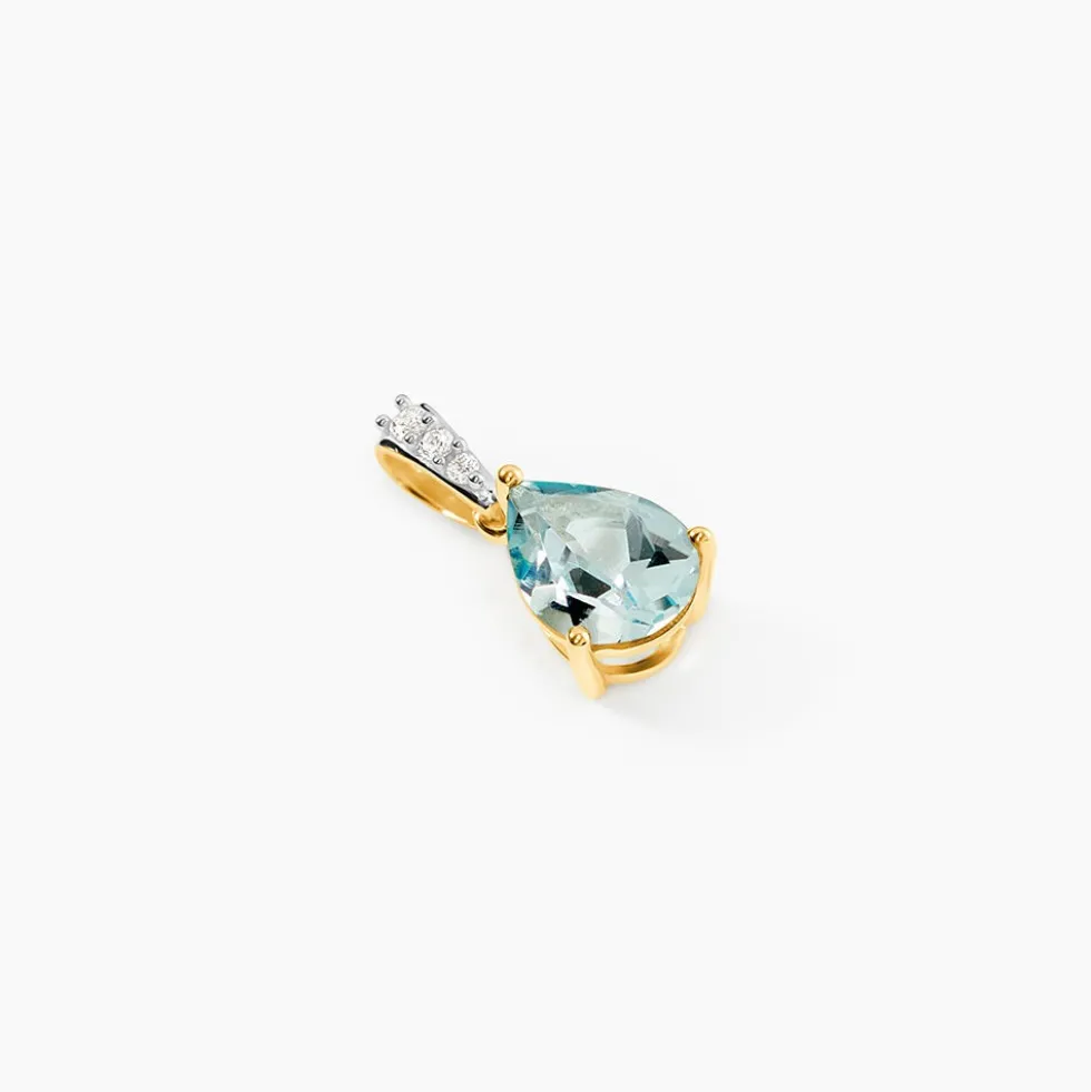 Pendentif Or Jaune Gorgel Topaze Oxydes De Zirconium