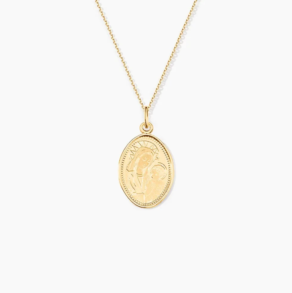 Pendentif Or Jaune Vierge A L'enfant