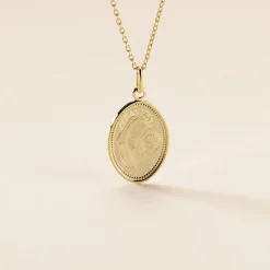 Pendentif Or Jaune Vierge A L'enfant