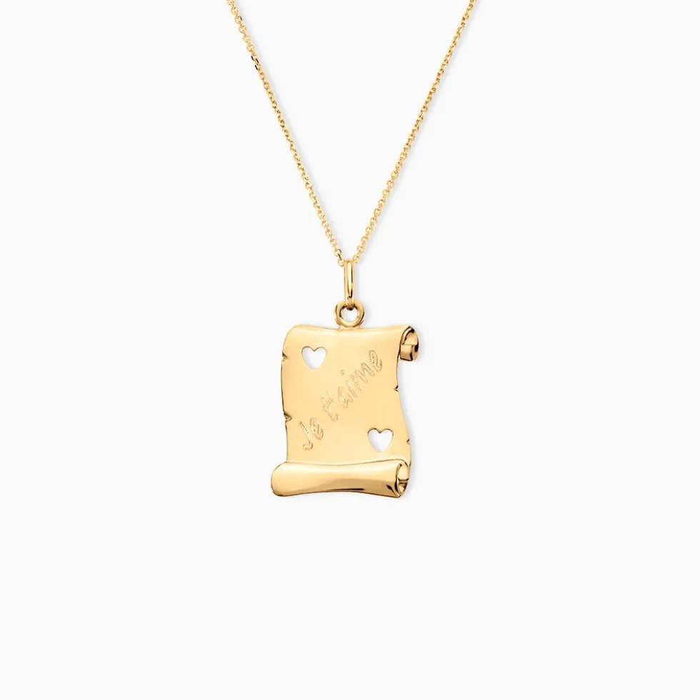 Pendentif Sirona Parchemin Message Or Jaune