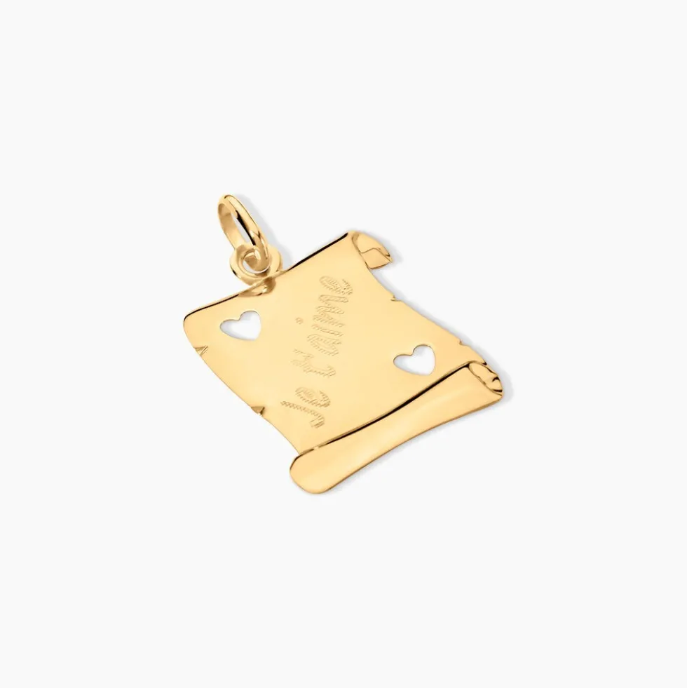 Pendentif Sirona Parchemin Message Or Jaune
