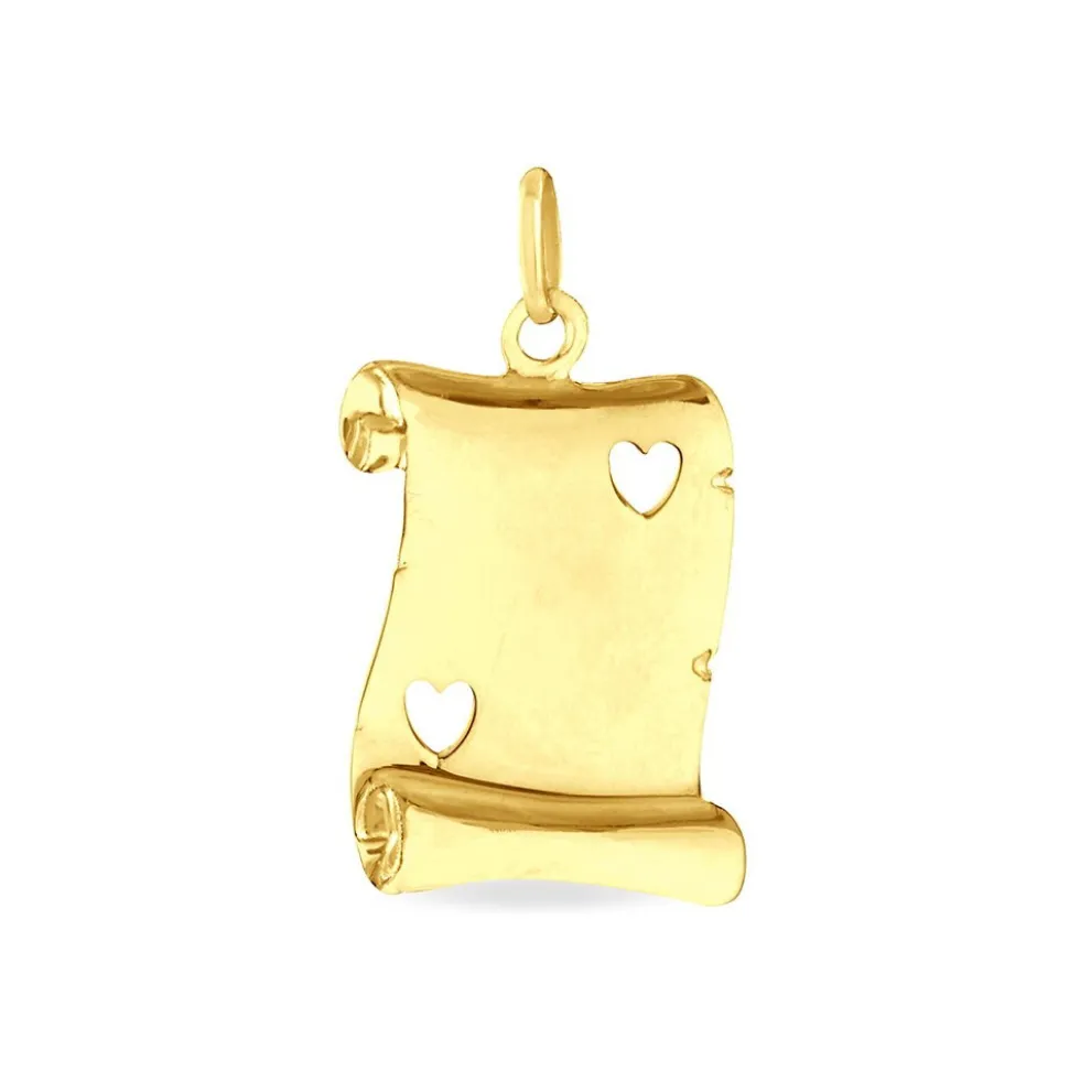Pendentif Sirona Parchemin Message Or Jaune