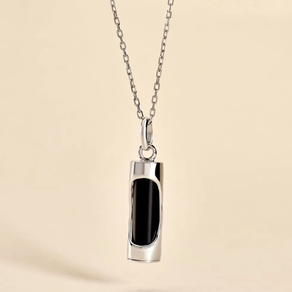 Pendentif Tiki Argent Blanc Onyx