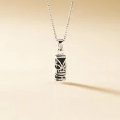 Pendentif Tiki Argent Blanc Onyx