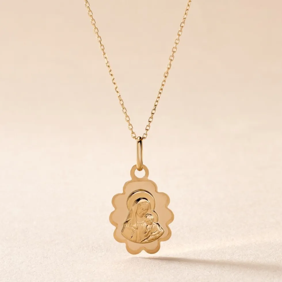 Pendentif Vierge Nuage Or Jaune