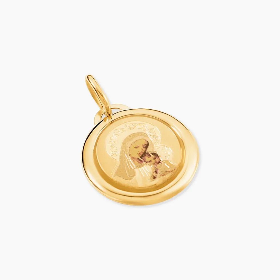 Pendentif Vierge Ovale Or Jaune