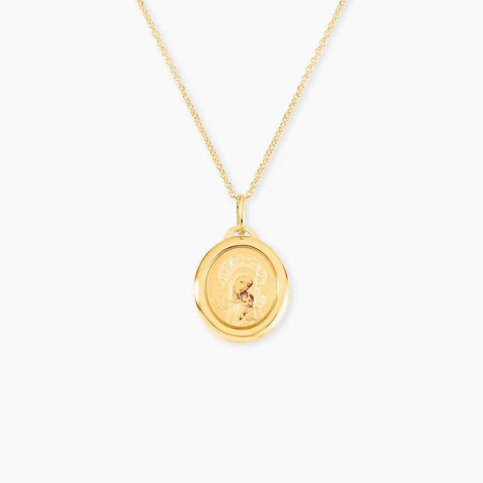 Pendentif Vierge Ovale Or Jaune