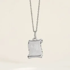 Pendentif Zodiaque Parchemin Argent Blanc