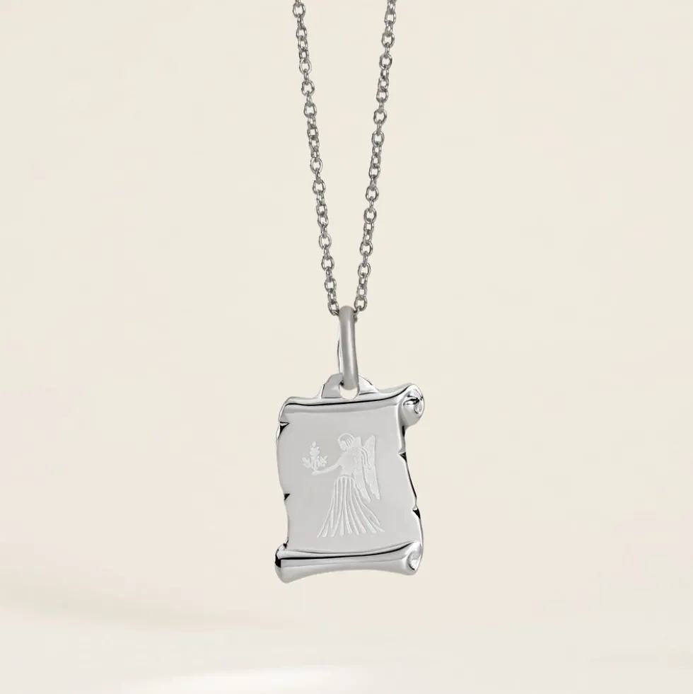 Pendentif Zodiaque Parchemin Argent Blanc