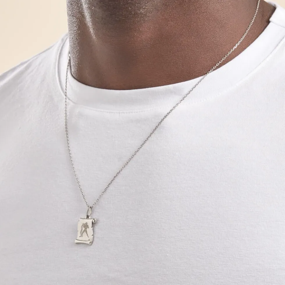 Pendentif Zodiaque Parchemin Argent Blanc