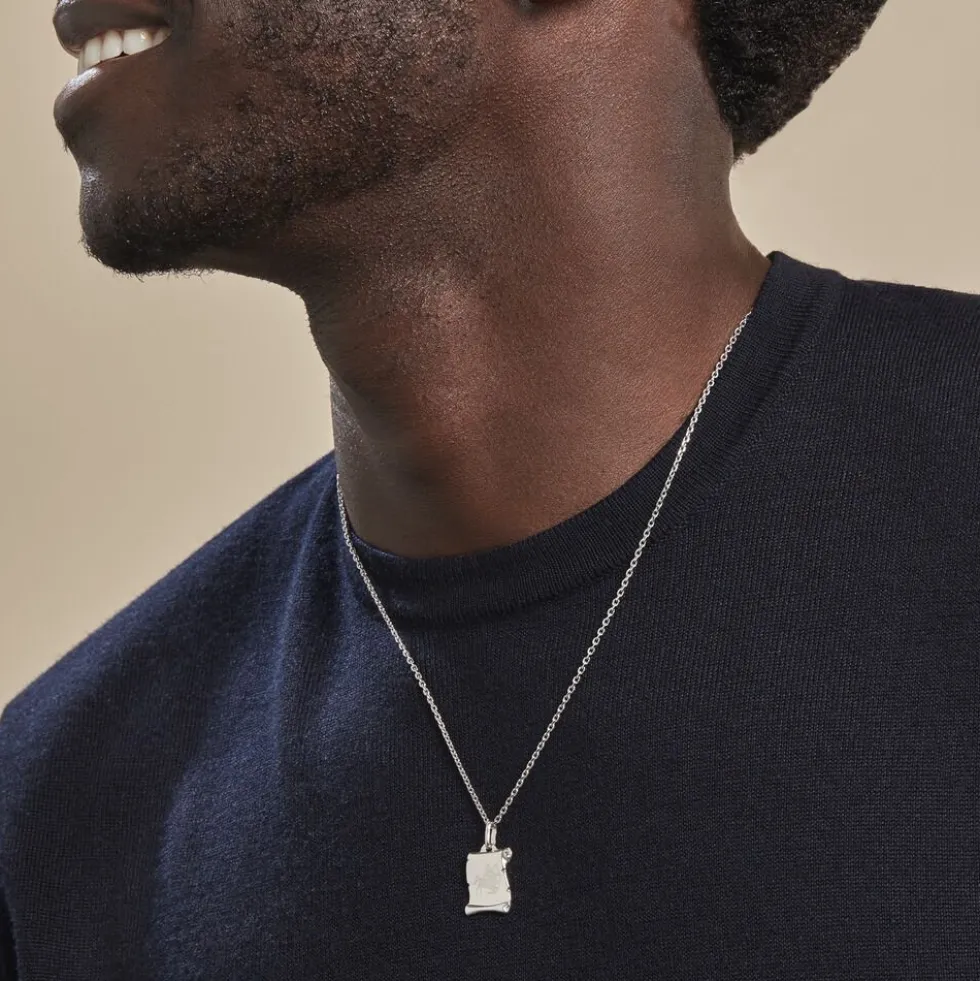 Pendentif Zodiaque Parchemin Argent Blanc