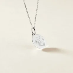 Pendentif Zodiaque Rond Argent Blanc