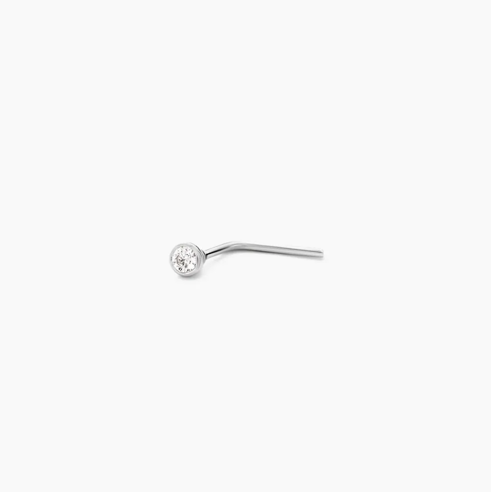 Piercing De Nez Fethi Serti Clos Or Blanc Oxyde De Zirconium