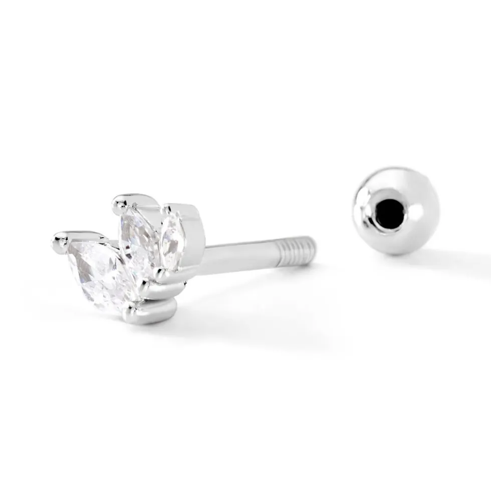 Piercing D'oreille Unitaire Verona Argent Blanc Oxyde De Zirconium