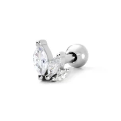 Piercing D'oreille Unitaire Verona Argent Blanc Oxyde De Zirconium