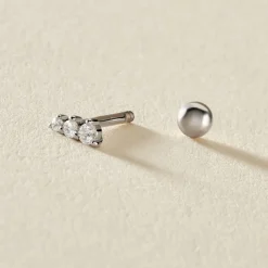 Piercing D'oreille Unitaire Delphie Argent Blanc Oxyde De Zirconium