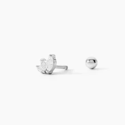 Piercing D'oreille Unitaire Verona Argent Blanc Oxyde De Zirconium