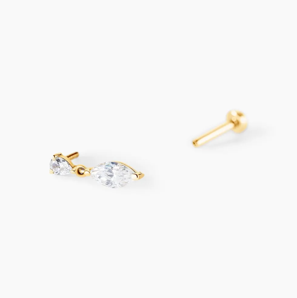 Piercing D'oreille Unitaire Urbana Or Jaune Oxyde De Zirconium