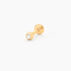 Piercing De Labret Or Jaune Acanta Oxyde De Zirconium