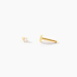 Piercing De Labret Or Jaune Catala Oxyde De Zirconium