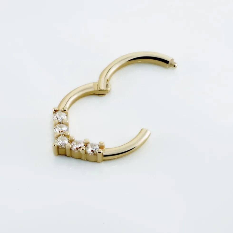 Piercing D'oreille Or Jaune Ailanta Oxydes De Zirconium