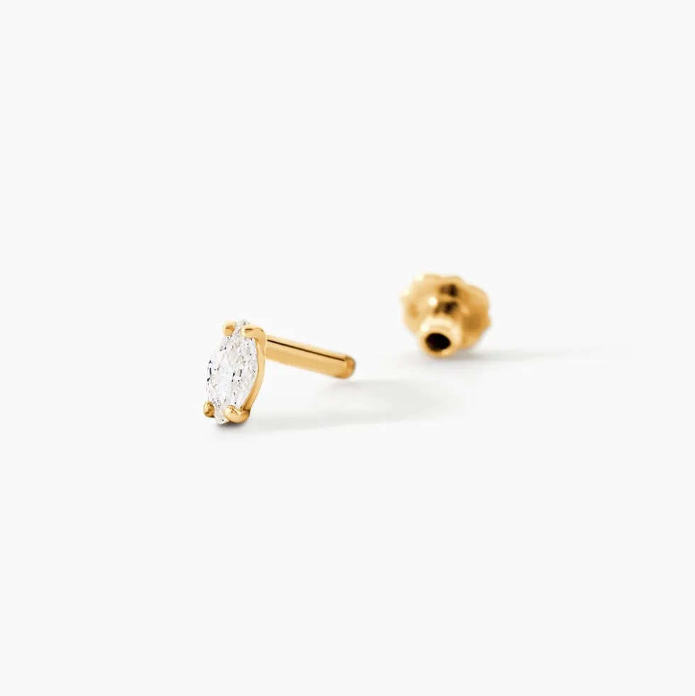 Piercing D'oreille Or Jaune Albiza Oxyde De Zirconium