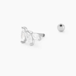 Piercing D'oreille Unitaire Fox Argent Rhodié Oxyde De Zirconium