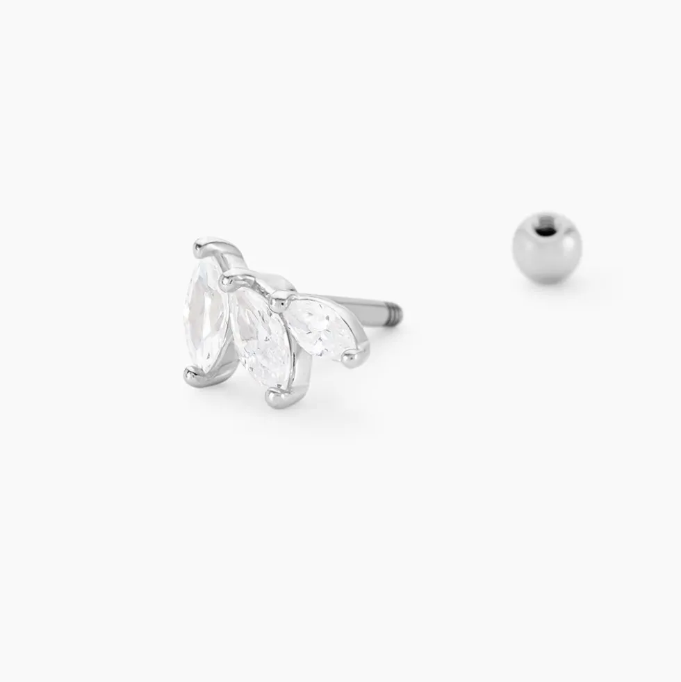 Piercing D'oreille Unitaire Fox Argent Rhodié Oxyde De Zirconium