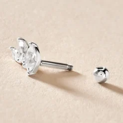 Piercing D'oreille Unitaire Fox Argent Rhodié Oxyde De Zirconium