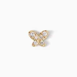 Piercing D'oreille Unitaire Papillion Or Jaune Oxyde De Zirconium