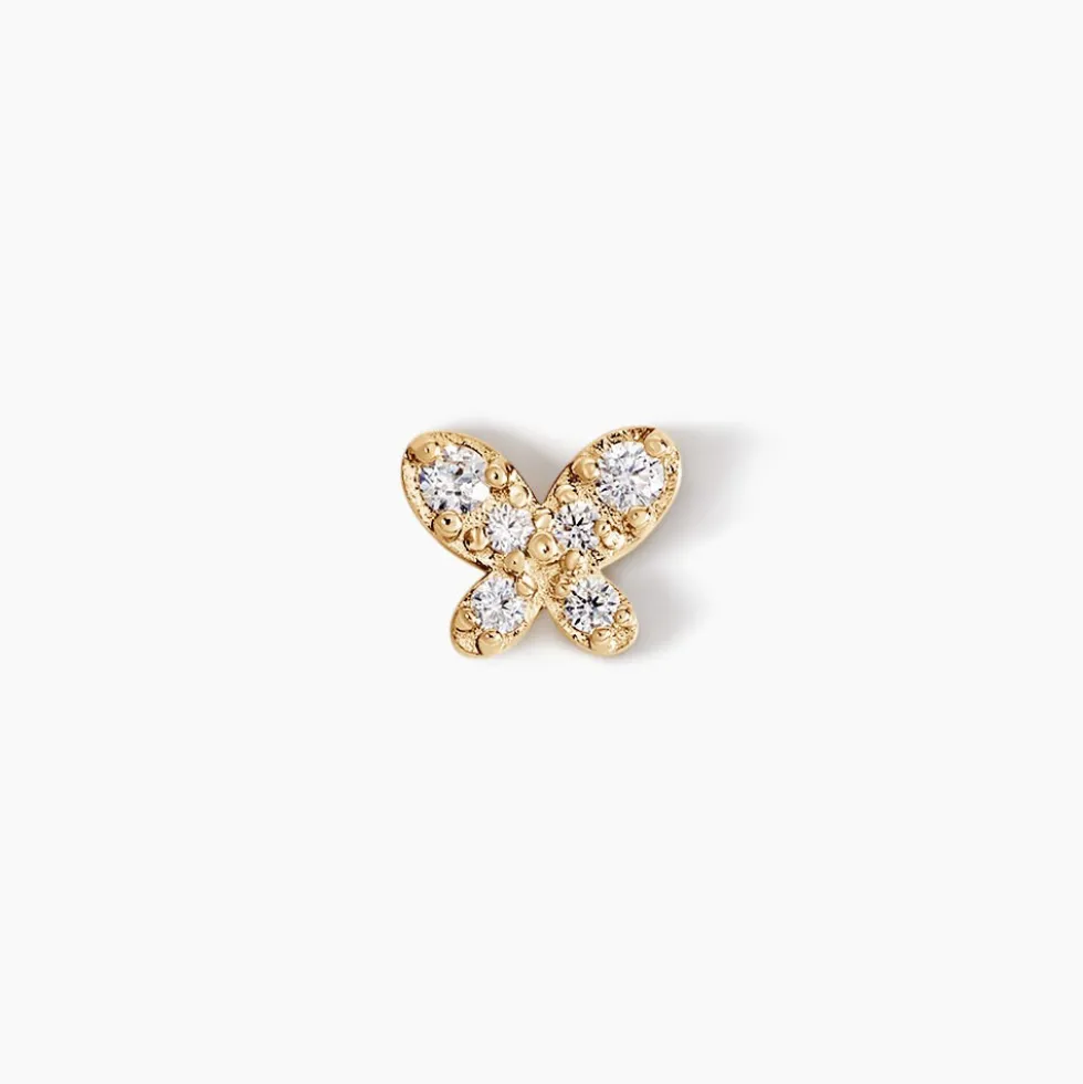 Piercing D'oreille Unitaire Papillion Or Jaune Oxyde De Zirconium