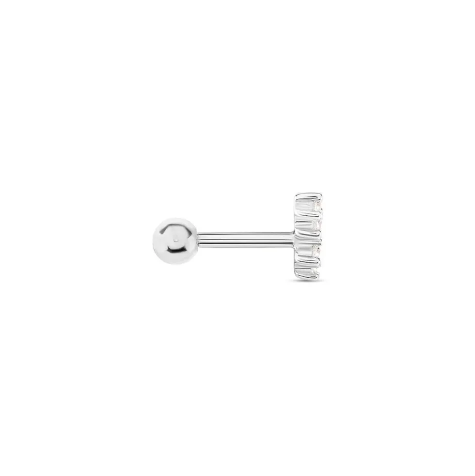 Piercing D'oreille Unitaire Roseau Argent Blanc Oxyde De Zirconium