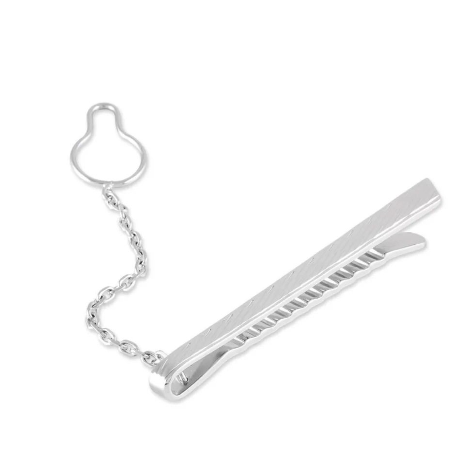 Pince Cravate Devi Argent Blanc