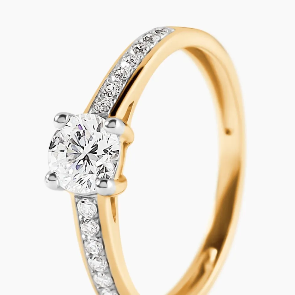 Solitaire Sosanna Ld Or Jaune Diamant Synthetique Blanc