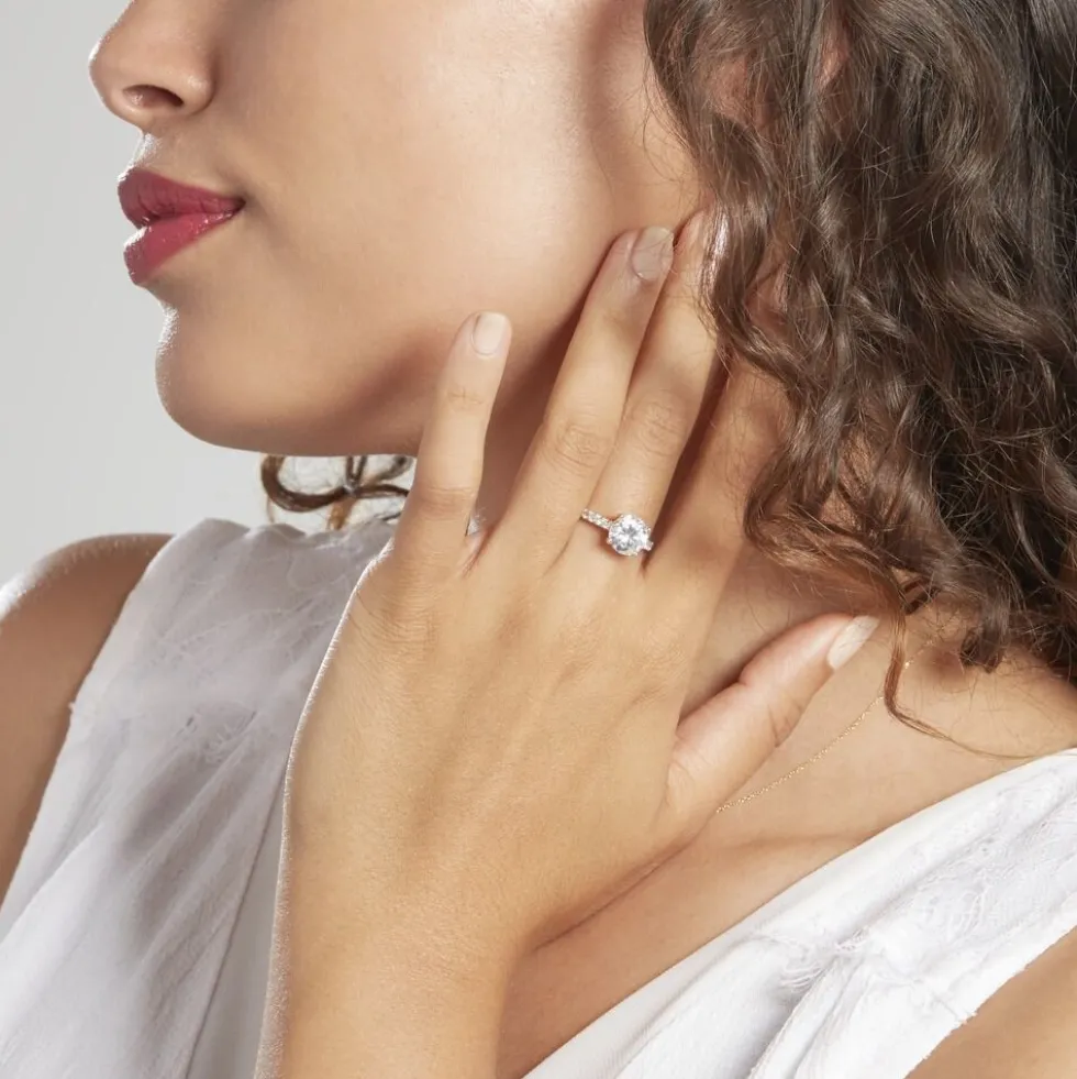 Solitaire Terese Or Jaune Oxyde De Zirconium
